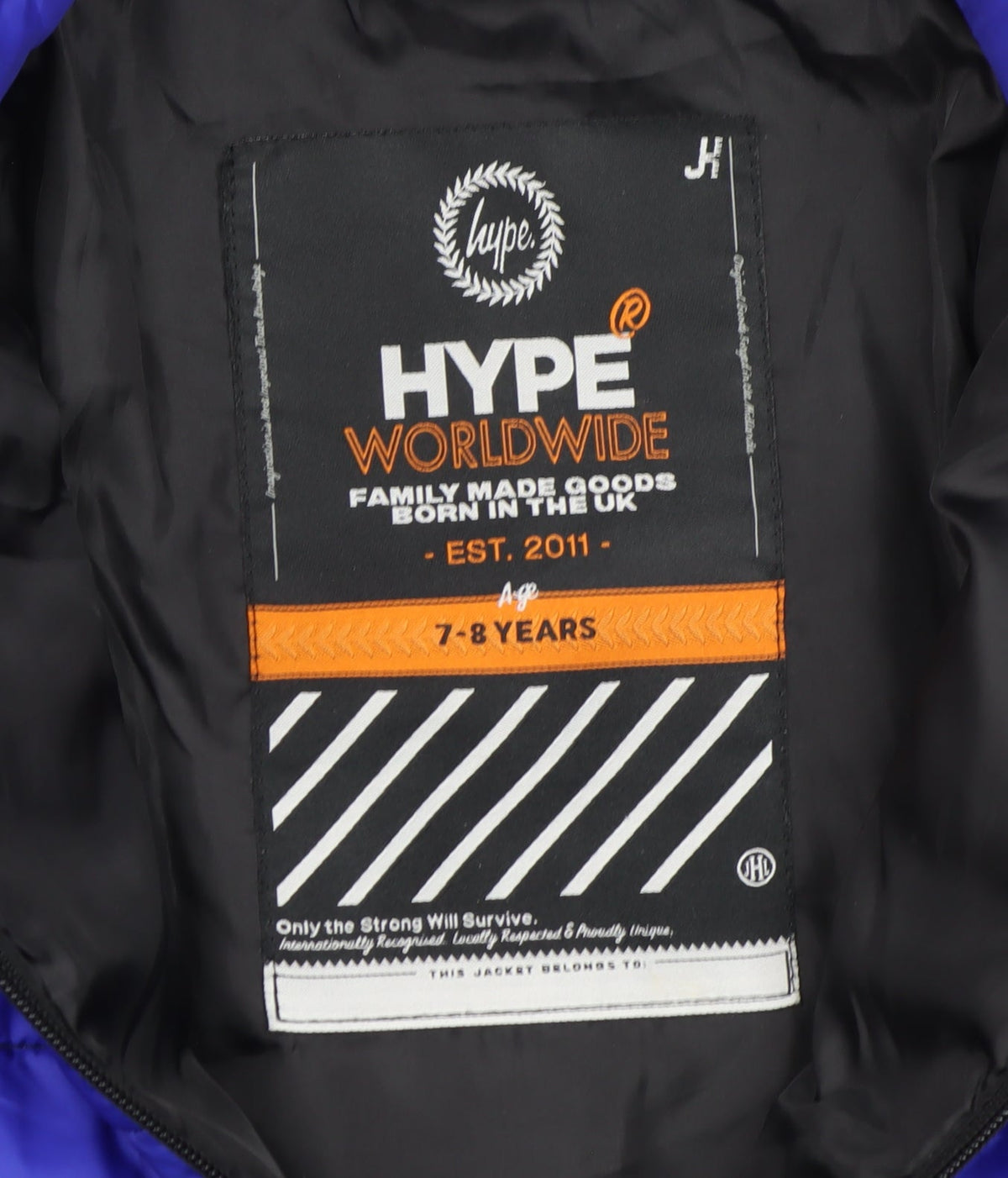 Hype Boys Blue & Black 7-8 Years Puffer Jacket Full Zip