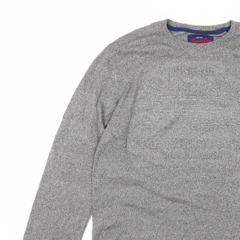 Superdry Men’s Grey Marl XL Long Sleeve Crew Neck T-Shirt