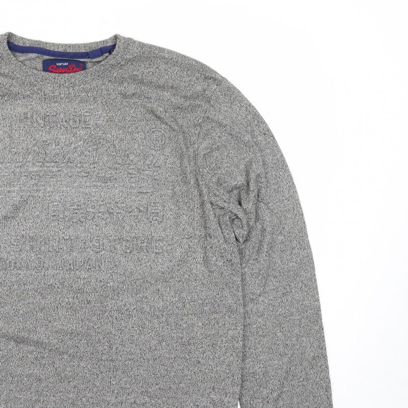 Superdry Men’s Grey Marl XL Long Sleeve Crew Neck T-Shirt