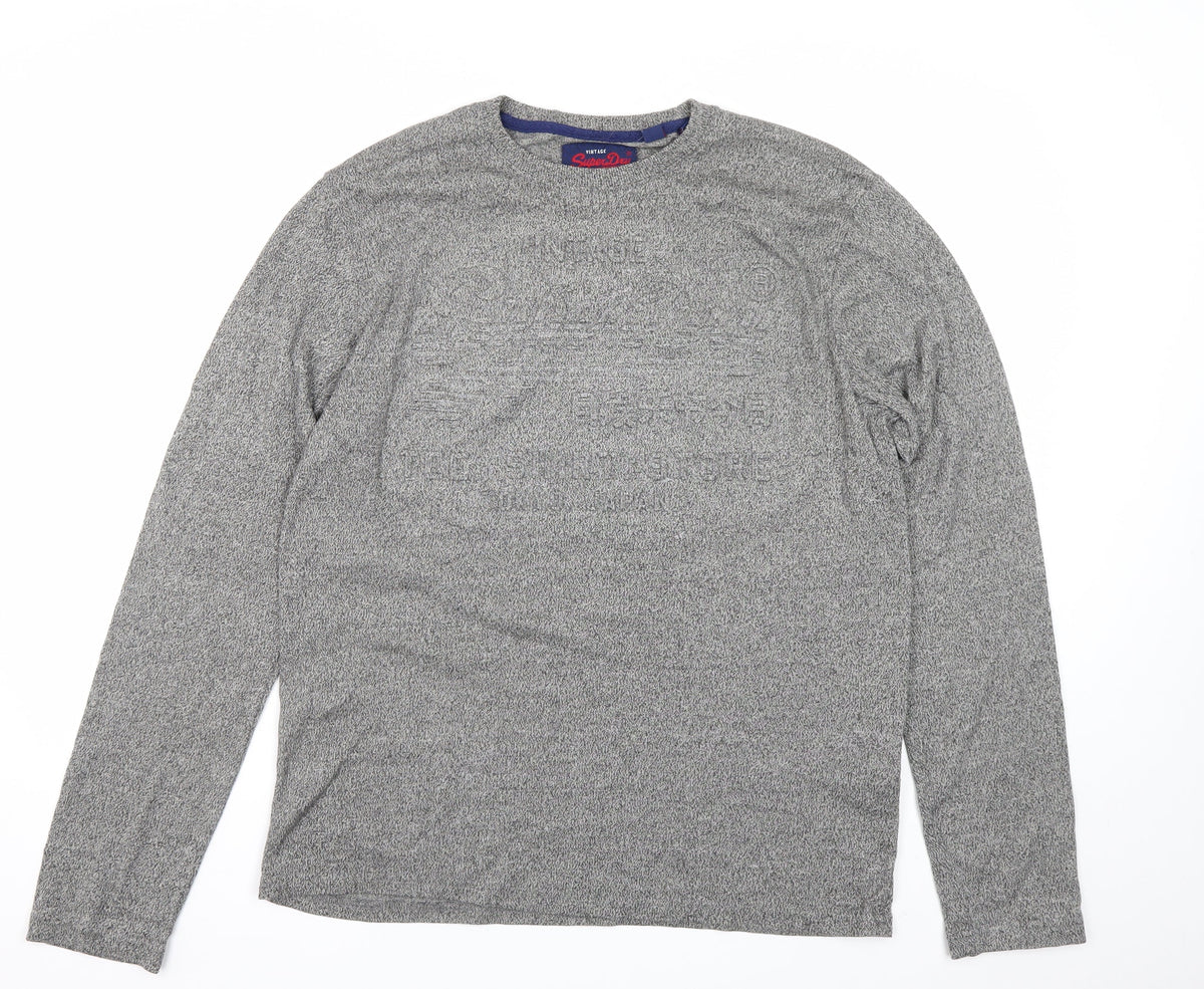 Superdry Men’s Grey Marl XL Long Sleeve Crew Neck T-Shirt