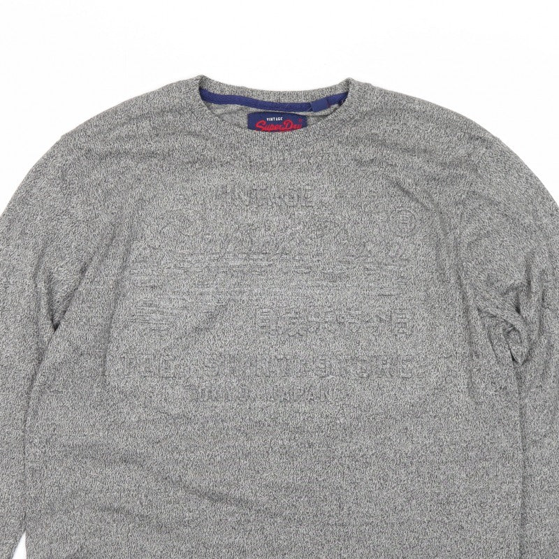Superdry Men’s Grey Marl XL Long Sleeve Crew Neck T-Shirt