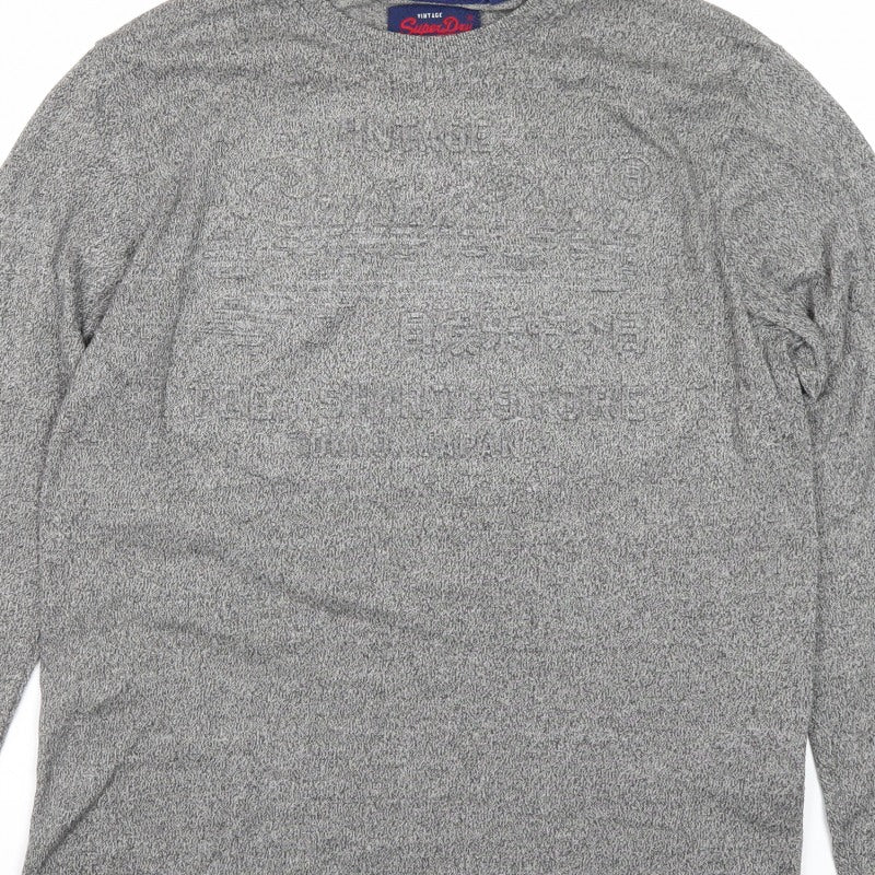 Superdry Men’s Grey Marl XL Long Sleeve Crew Neck T-Shirt