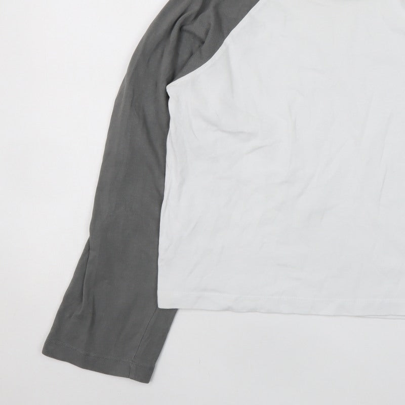 Collusion Women’s Grey White Ringer Raglan Long Sleeve T-Shirt UK 12