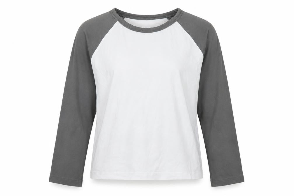 Collusion Women’s Grey White Ringer Raglan Long Sleeve T-Shirt UK 12