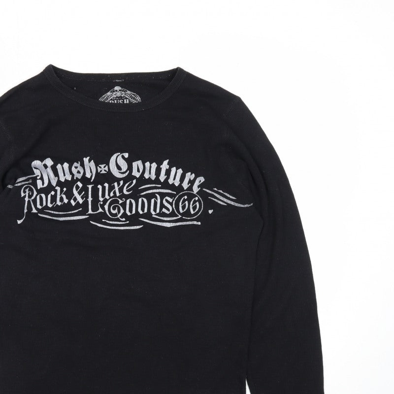 Rush Men’s Black S Long Sleeve Rock Skull Graphic T-Shirt