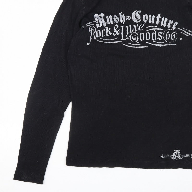 Rush Men’s Black S Long Sleeve Rock Skull Graphic T-Shirt