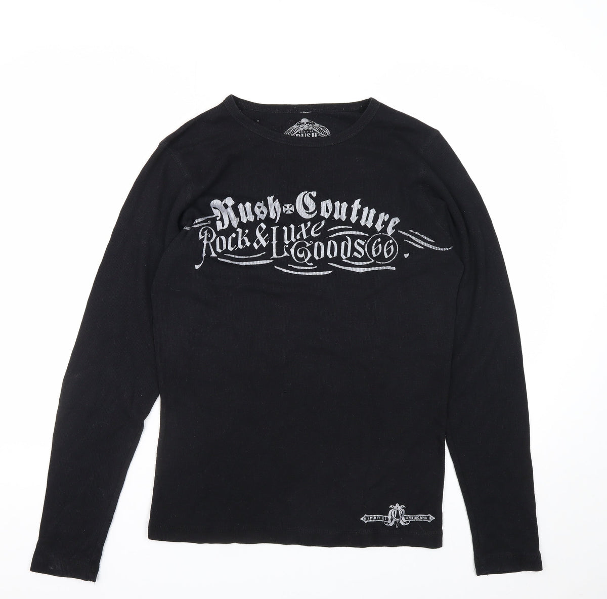 Rush Men’s Black S Long Sleeve Rock Skull Graphic T-Shirt