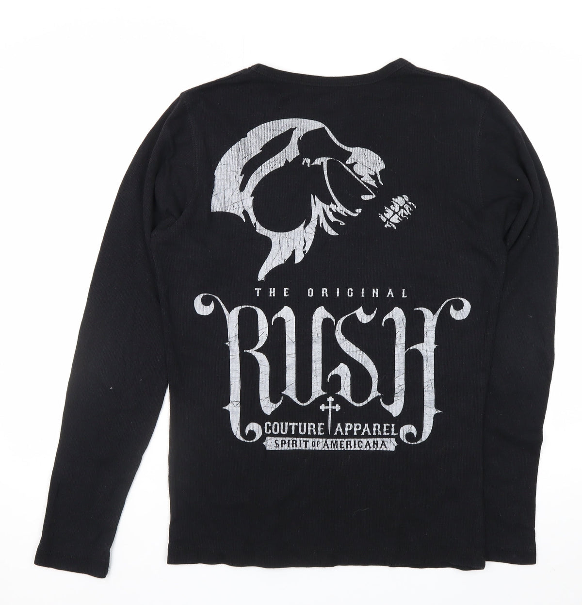 Rush Men’s Black S Long Sleeve Rock Skull Graphic T-Shirt