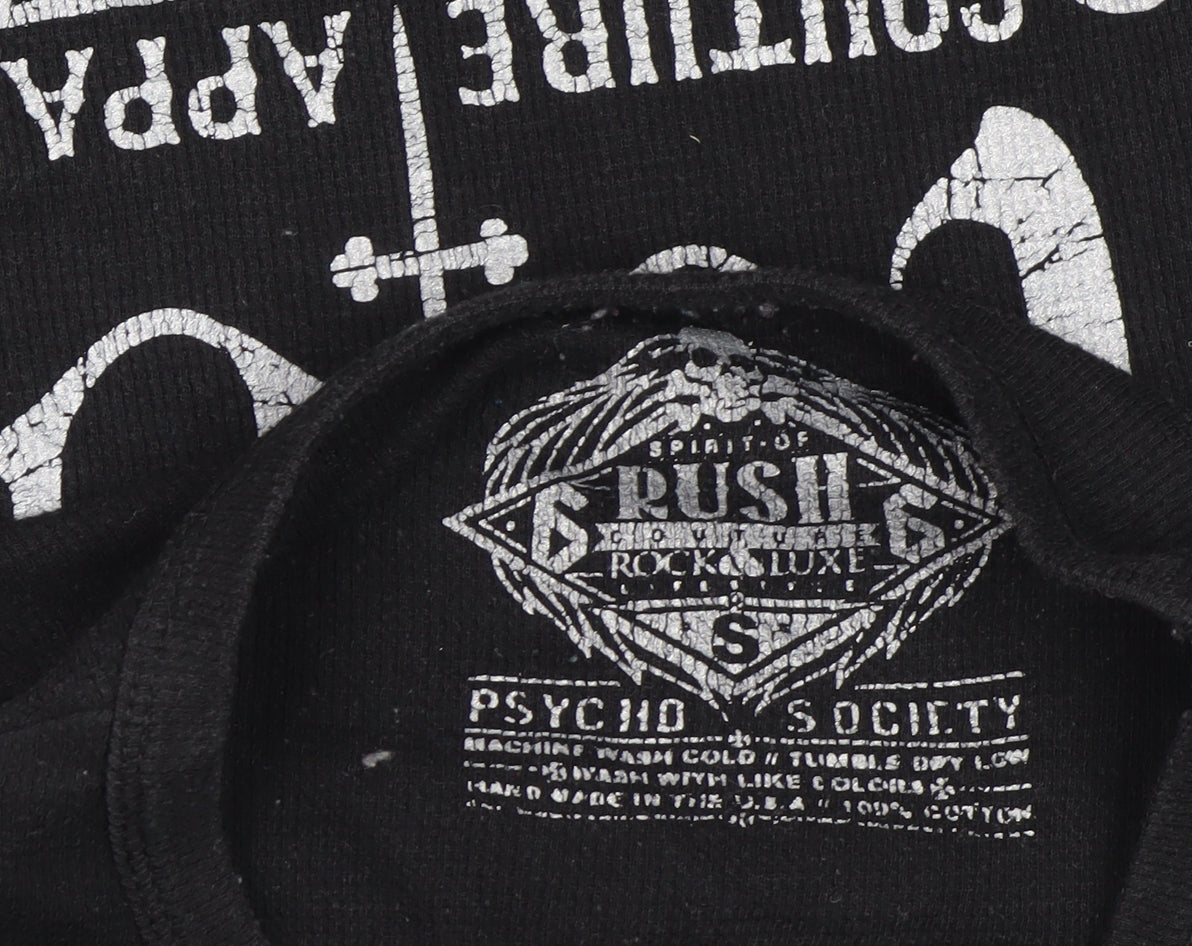 Rush Men’s Black S Long Sleeve Rock Skull Graphic T-Shirt