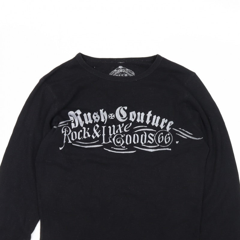 Rush Men’s Black S Long Sleeve Rock Skull Graphic T-Shirt
