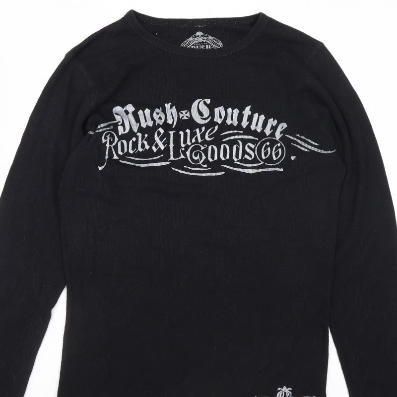Rush Men’s Black S Long Sleeve Rock Skull Graphic T-Shirt