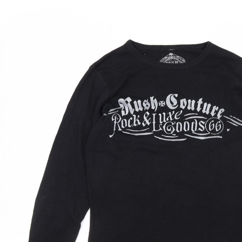 Rush Men’s Black S Long Sleeve Rock Skull Graphic T-Shirt