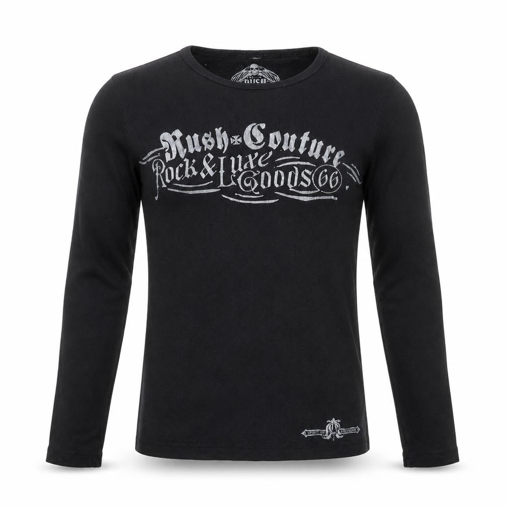 Rush Men’s Black S Long Sleeve Rock Skull Graphic T-Shirt