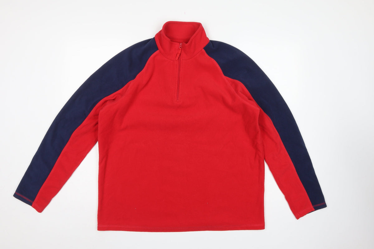 Mountain Warehouse Men’s Red Navy L 1/4 Zip Fleece Sweatshirt