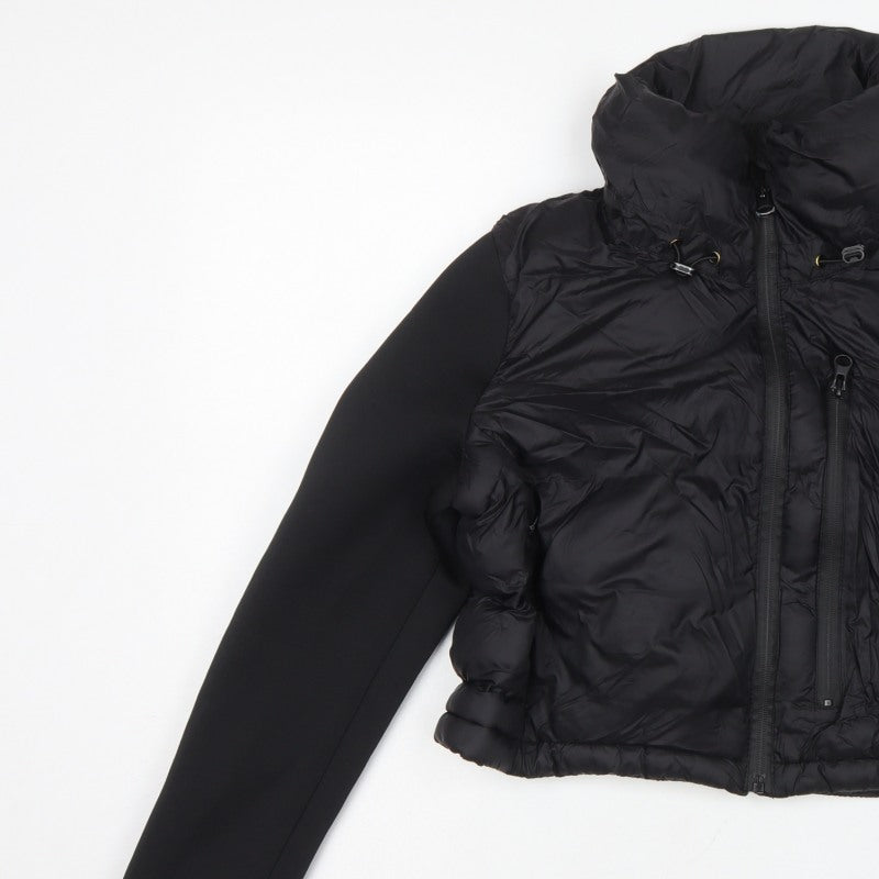 Zara Women Black UK 12 Puffer Jacket Quilted Full Zip