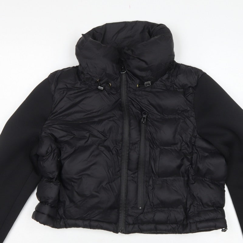 Zara Women Black UK 12 Puffer Jacket Quilted Full Zip