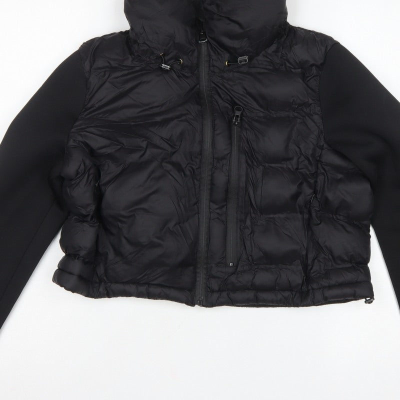 Zara Women Black UK 12 Puffer Jacket Quilted Full Zip