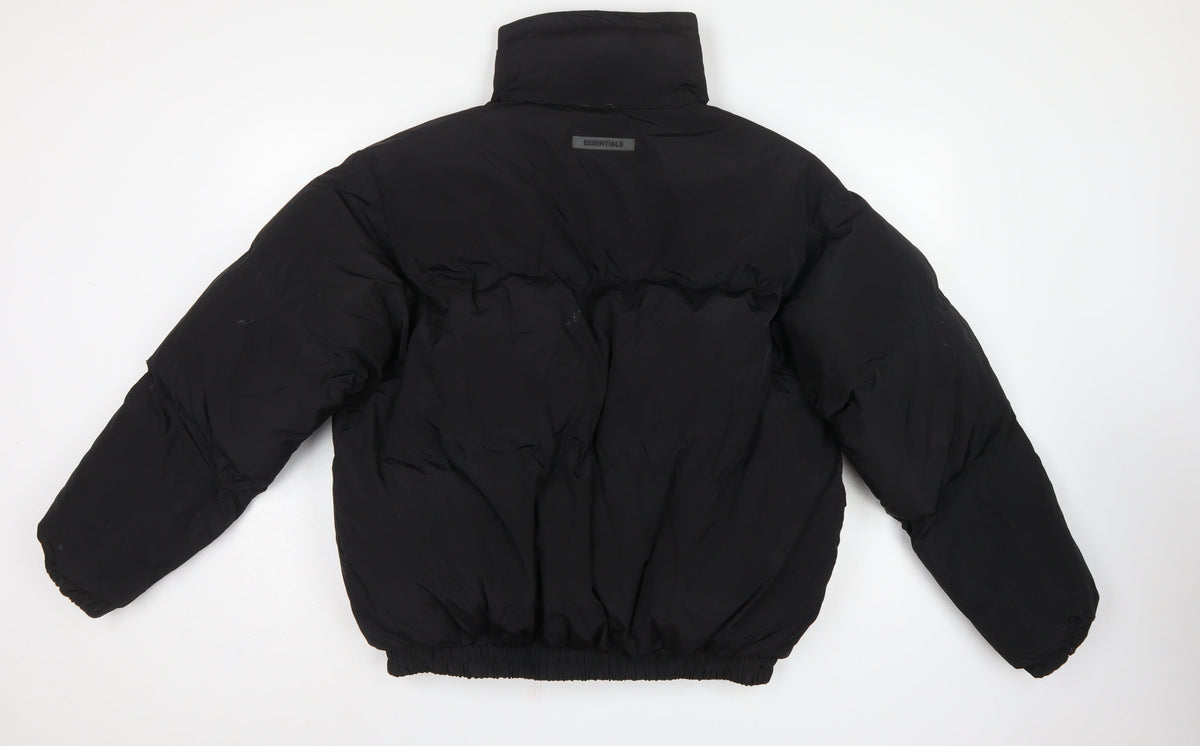 Essentials Men’s Black M Puffer Jacket Logo Zip Insulated