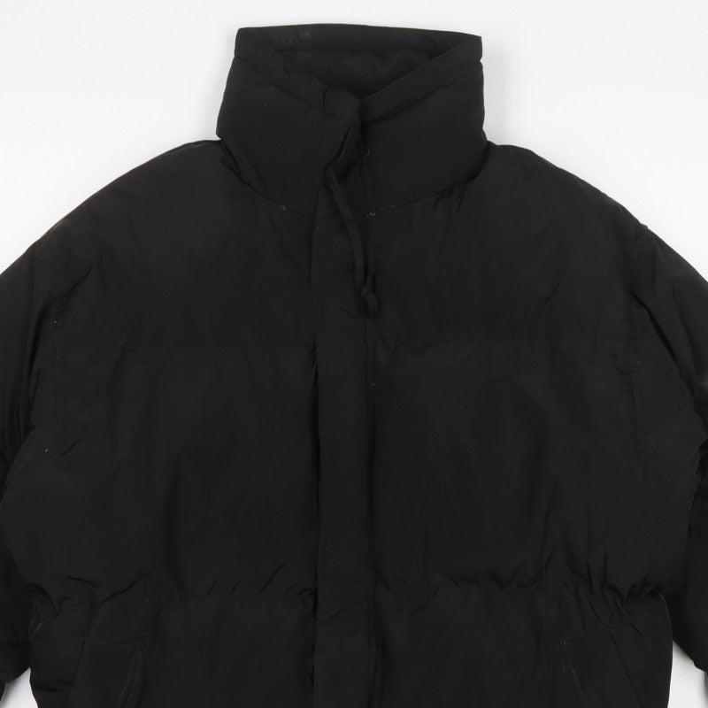 Essentials Men’s Black M Puffer Jacket Logo Zip Insulated
