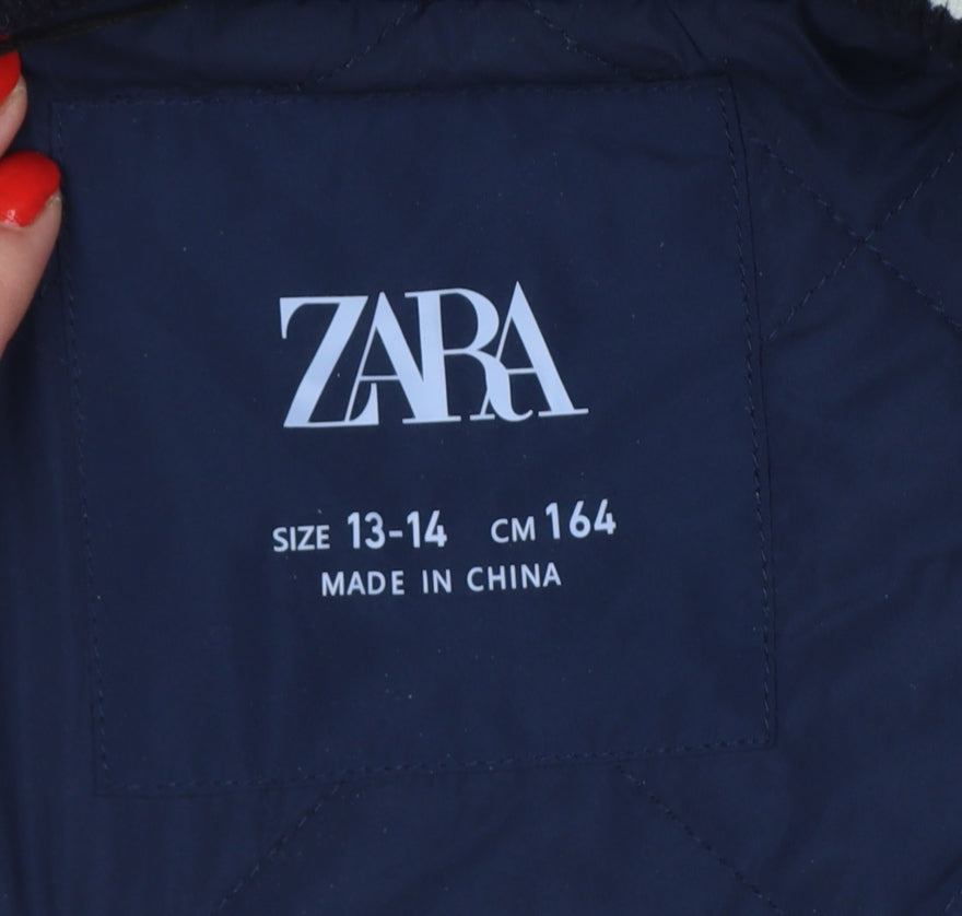 Zara Girls Blue 13-14 Years Varsity Jacket College A Patch