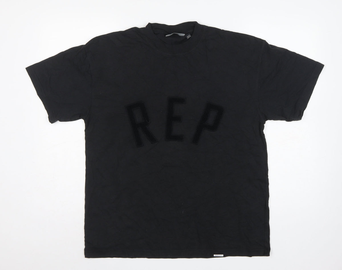 Represent Men's Black XS REP Logo Graphic Cotton Crew Neck T-Shirt