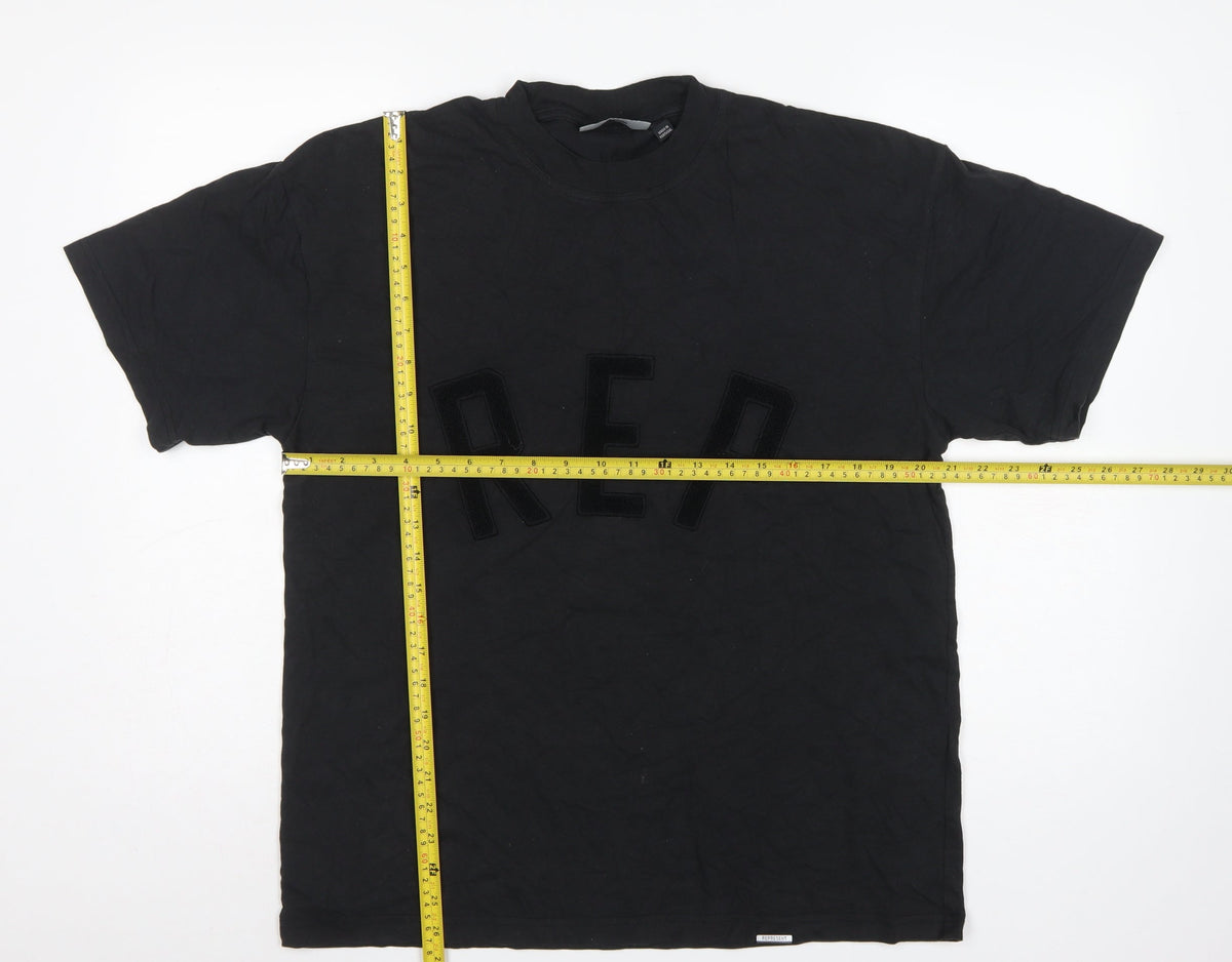 Represent Men's Black XS REP Logo Graphic Cotton Crew Neck T-Shirt
