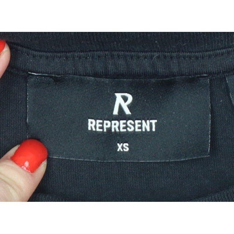 Represent Men's Black XS REP Logo Graphic Cotton Crew Neck T-Shirt