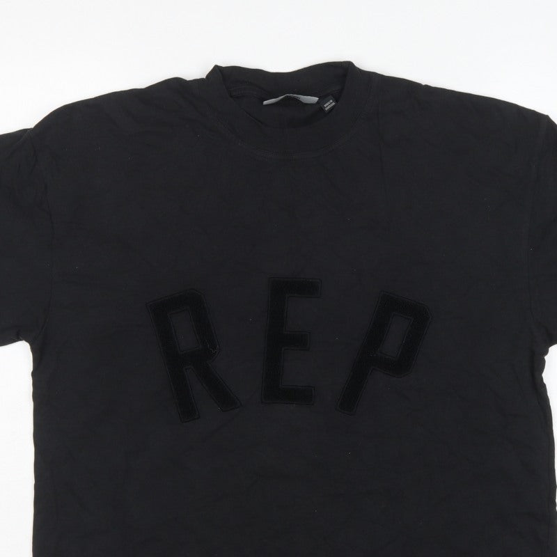 Represent Men's Black XS REP Logo Graphic Cotton Crew Neck T-Shirt