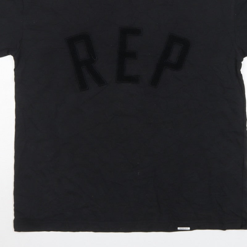 Represent Men's Black XS REP Logo Graphic Cotton Crew Neck T-Shirt