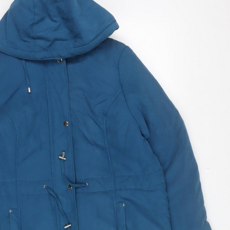 Love Coats Women’s Blue Hooded Padded Parka Coat UK 14