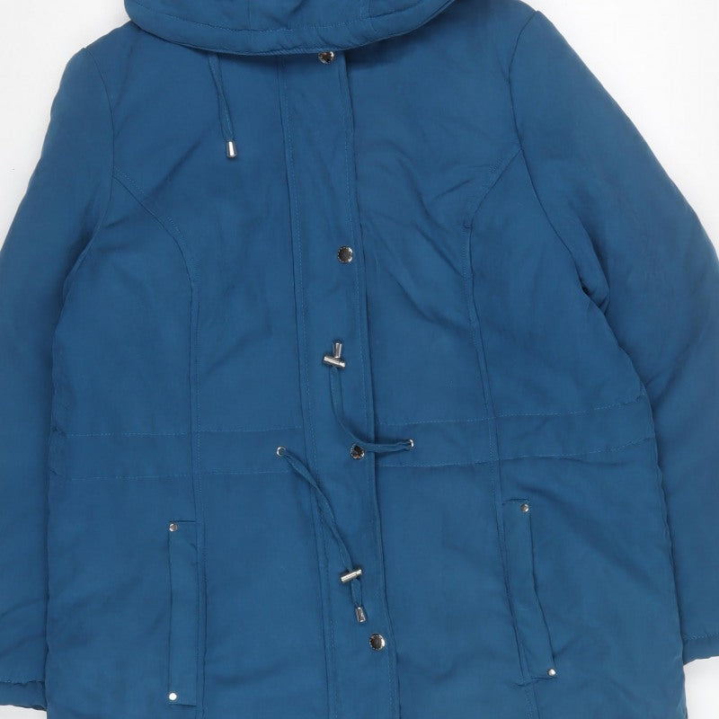 Love Coats Women’s Blue Hooded Padded Parka Coat UK 14