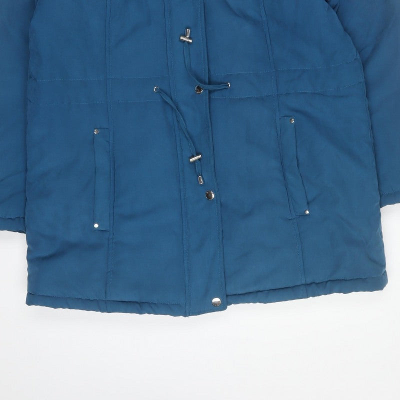 Love Coats Women’s Blue Hooded Padded Parka Coat UK 14