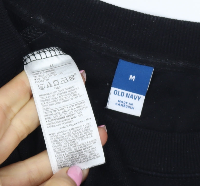 Old Navy Women’s Black M Crew Neck Raglan Pullover Sweatshirt