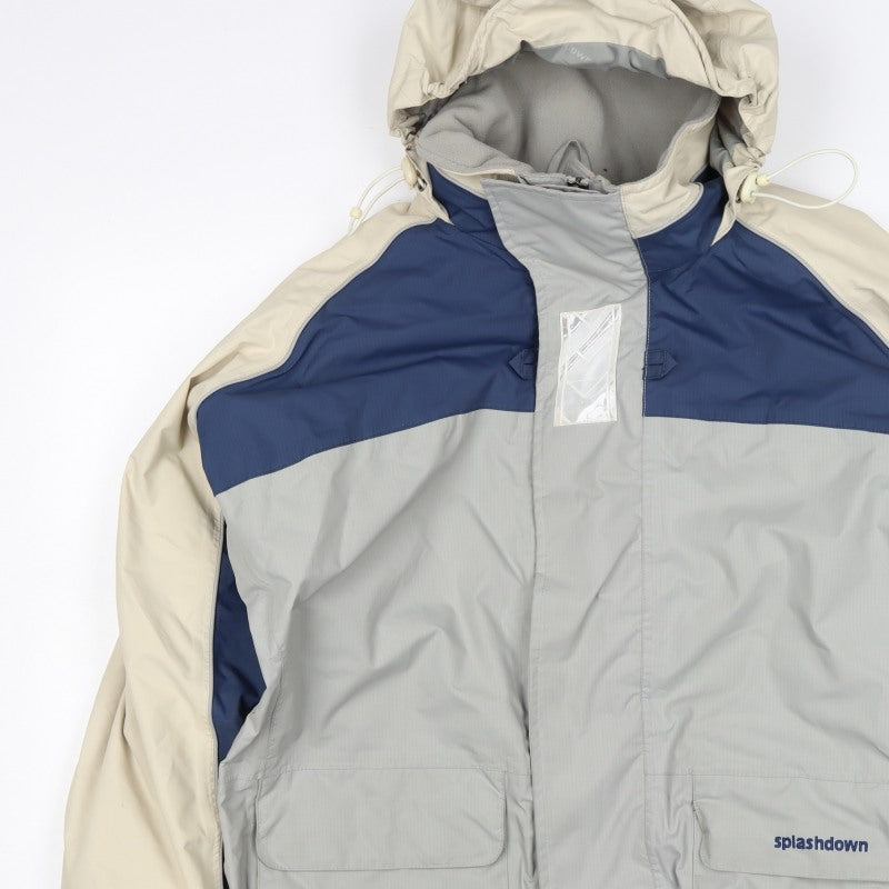 Splashdown Men Grey Blue M Waterproof Hooded Ski Rain Jacket