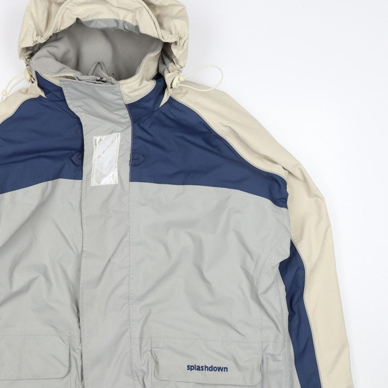 Splashdown Men Grey Blue M Waterproof Hooded Ski Rain Jacket