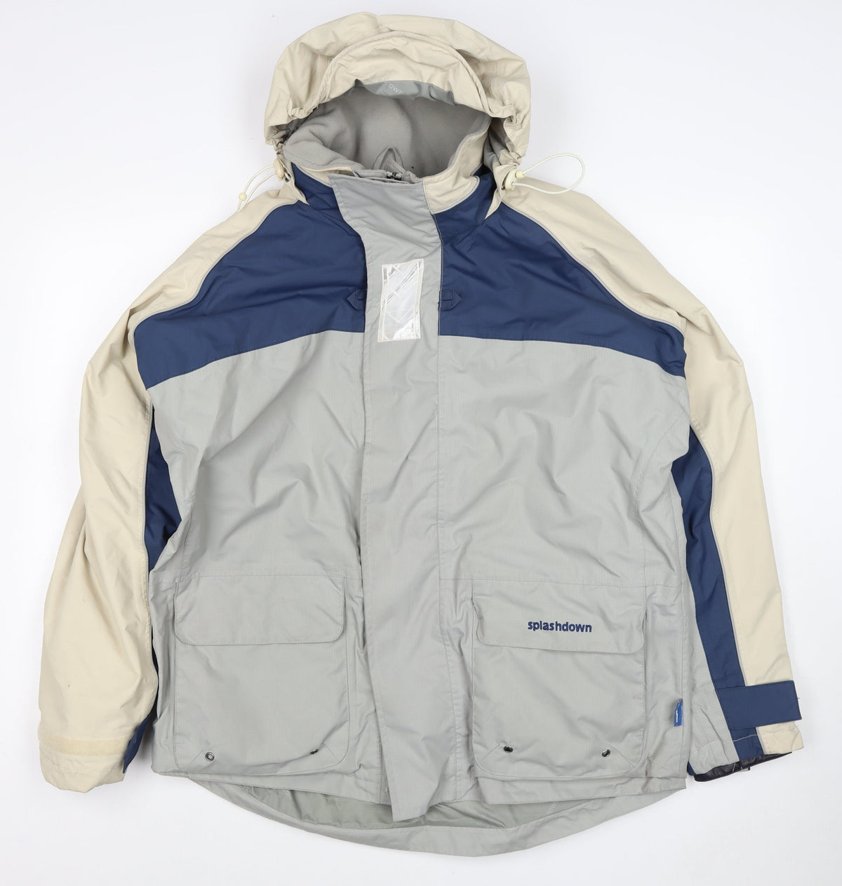 Splashdown Men Grey Blue M Waterproof Hooded Ski Rain Jacket