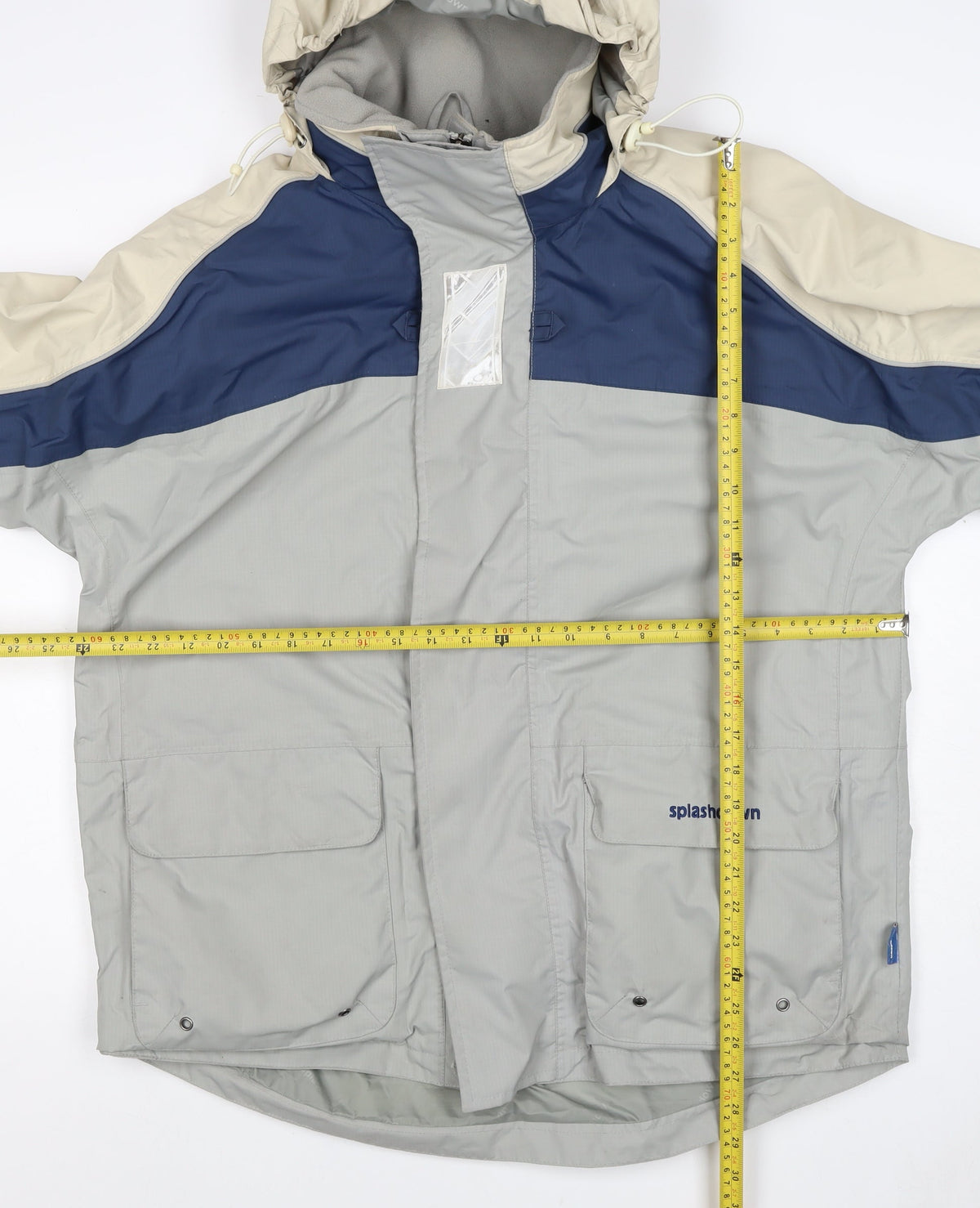 Splashdown Men Grey Blue M Waterproof Hooded Ski Rain Jacket