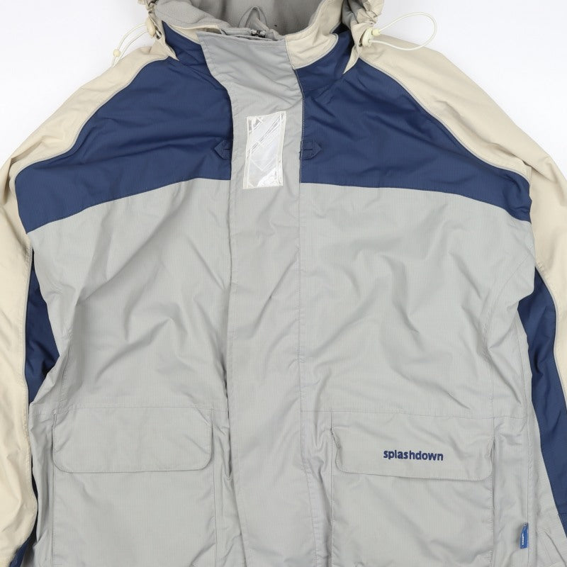 Splashdown Men Grey Blue M Waterproof Hooded Ski Rain Jacket