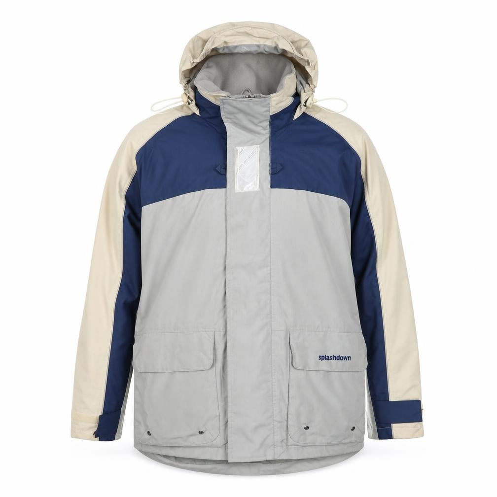 Splashdown Men Grey Blue M Waterproof Hooded Ski Rain Jacket
