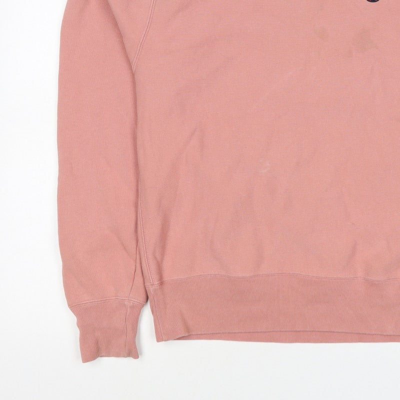 Champion Men's Pink Medium Logo Crew Neck Pullover Fleece Sweatshirt