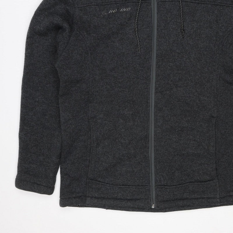 Boeing Men’s Grey Large Hooded Full Zip Fleece Jacket Faux Fur Lined
