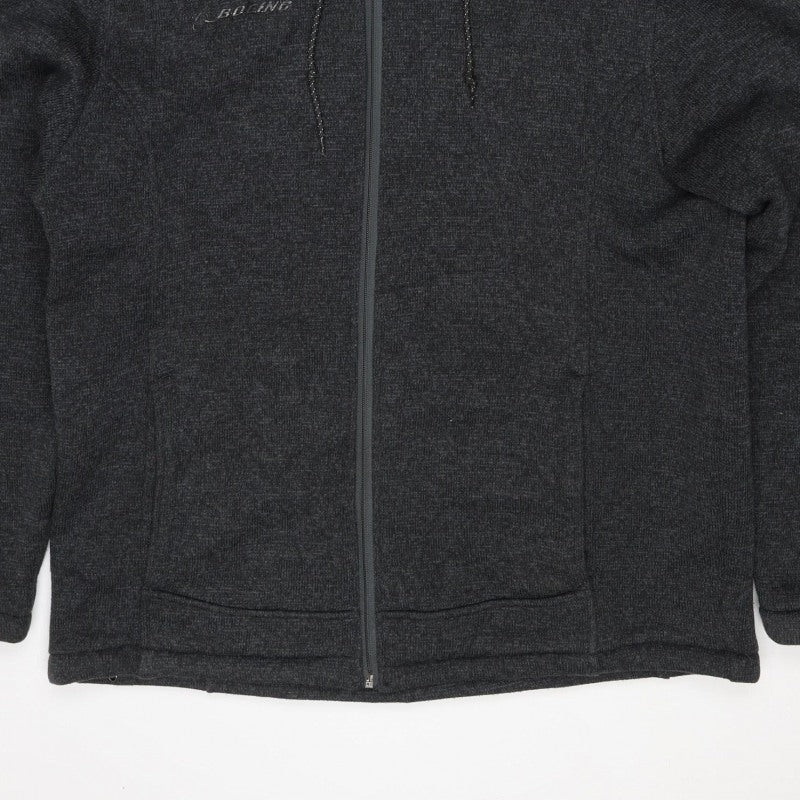 Boeing Men’s Grey Large Hooded Full Zip Fleece Jacket Faux Fur Lined