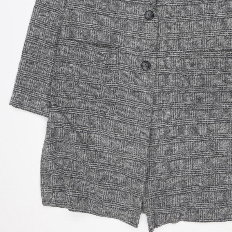 Farhi Women Grey UK 10 Knit Wool Blend Collared Button Jacket