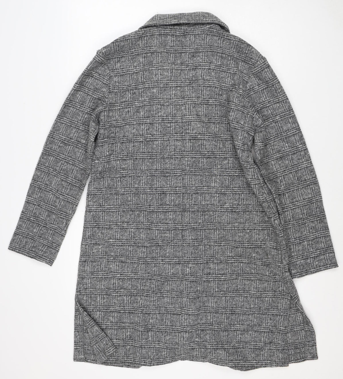 Farhi Women Grey UK 10 Knit Wool Blend Collared Button Jacket