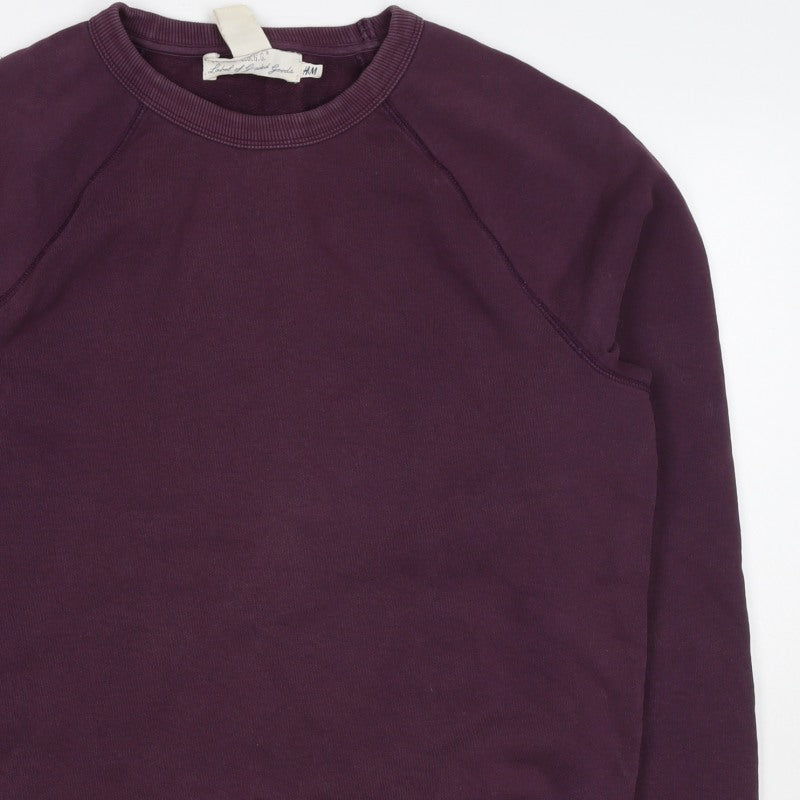 H&M Men’s Purple M Crew Neck Cotton Blend Pullover Sweatshirt