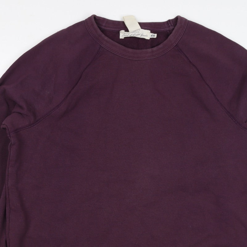 H&M Men’s Purple M Crew Neck Cotton Blend Pullover Sweatshirt