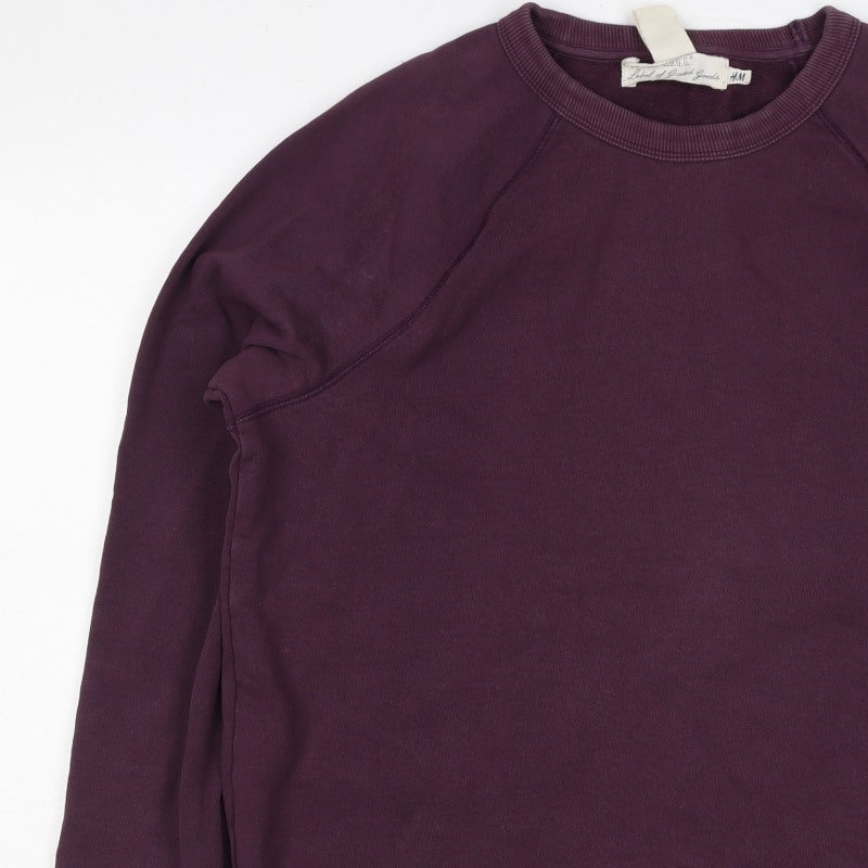 H&M Men’s Purple M Crew Neck Cotton Blend Pullover Sweatshirt