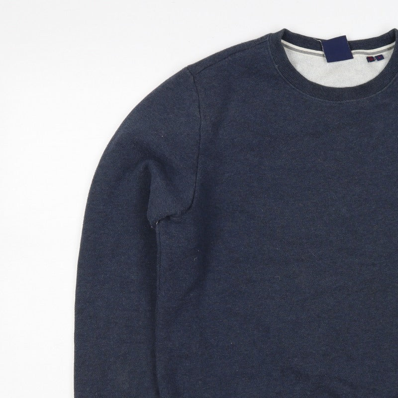 Superdry Men’s Blue L Crew Neck Logo Fleece Pullover Sweatshirt