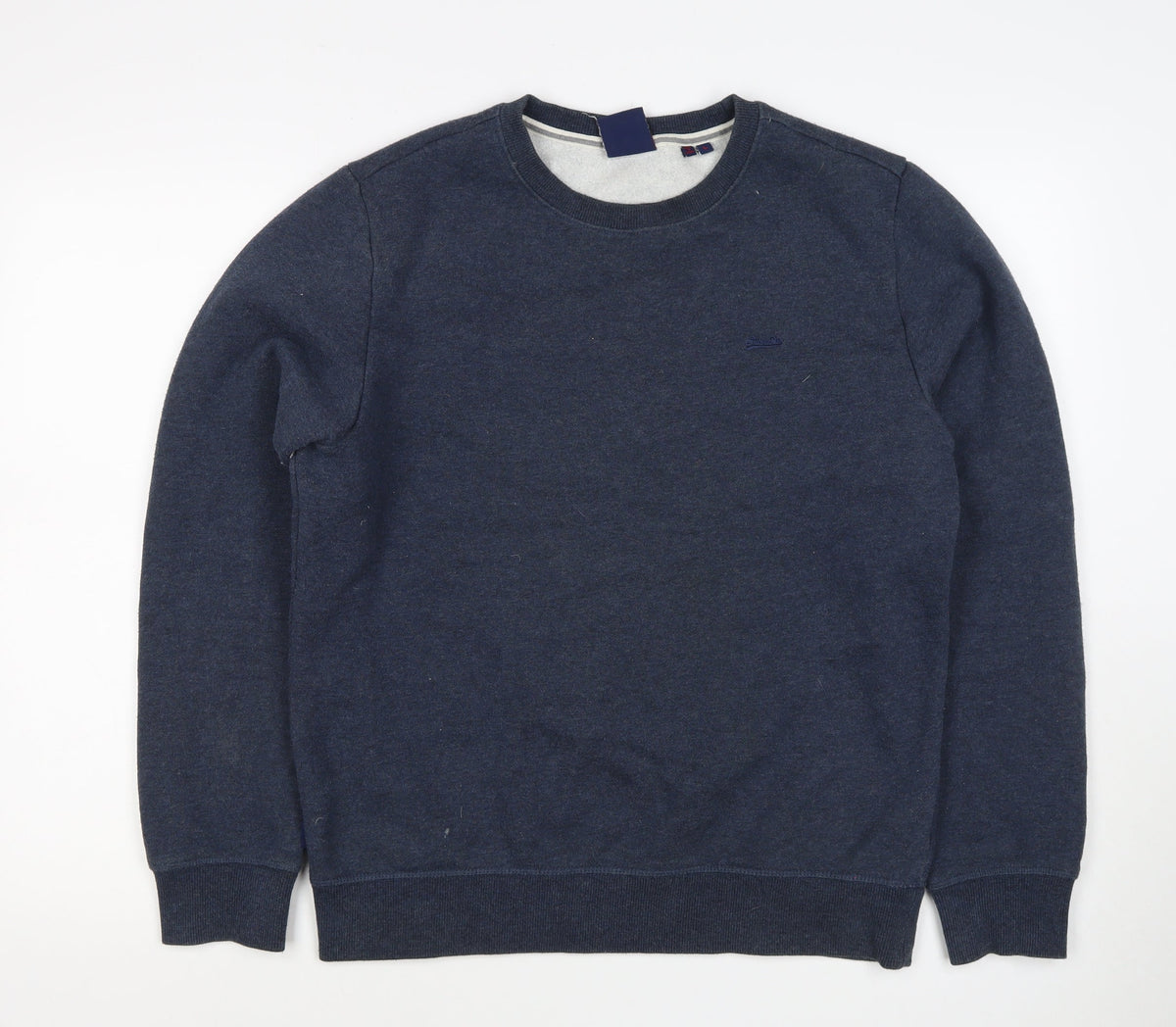 Superdry Men’s Blue L Crew Neck Logo Fleece Pullover Sweatshirt