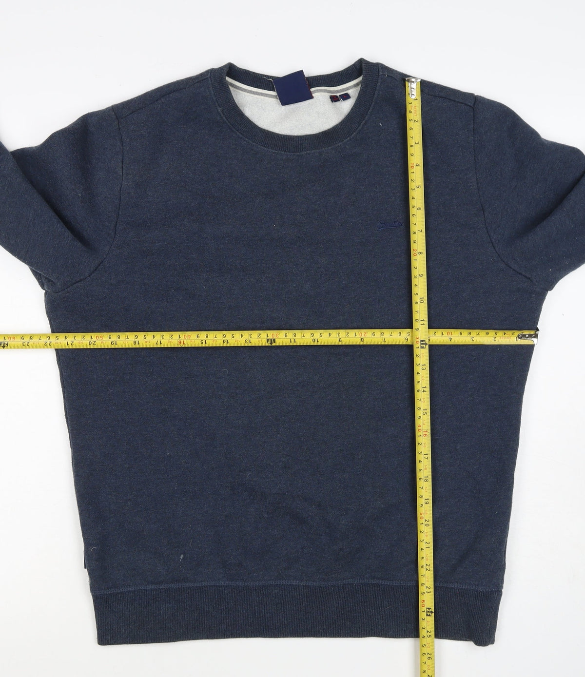 Superdry Men’s Blue L Crew Neck Logo Fleece Pullover Sweatshirt